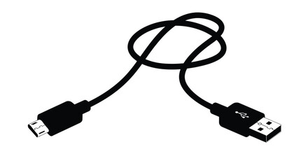 Fototapeta premium Usb Cable Silhouette On White Background high-quality