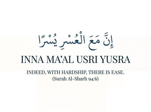 Inna Ma&rsquo;al Usri Yusra Arabic Calligraphy on Minimalist Background