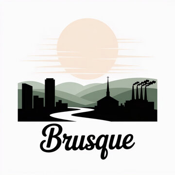 Brusque Skyline Silhouette &mdash; An Industrial Valley City in Santa Catarina Vector Illustration