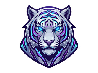 Fototapeta premium Glowing Blue White Tiger Gaming Mascot Logo Design