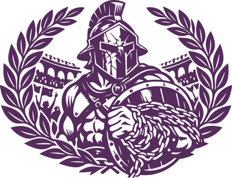 Spartan Hero Shield Chain Laurel illustration