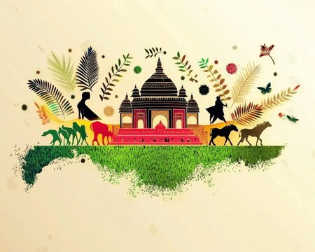 Contemporary designed banner commemorating National Panchayati Raj Day.