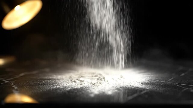 Close-up of Water Droplet Falling and Splashing on Surface.