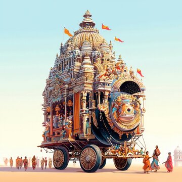 Detailed illustration showcasing the Ratha Yatra festival.