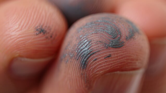 Macro View of Dirty Fingerprints with Swirling Patterns