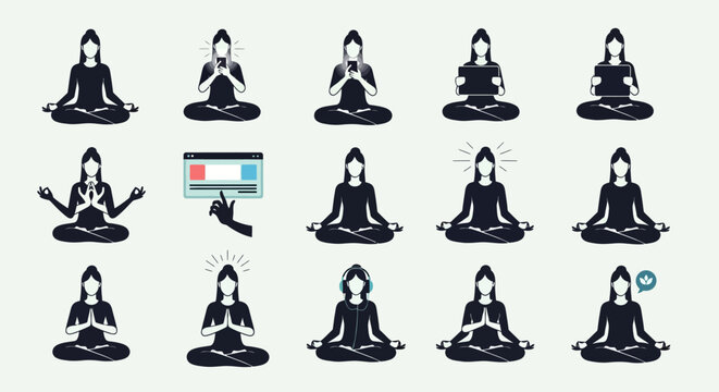 Yoga poses for meditation and relaxation.
