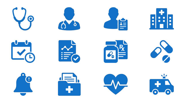 Medical Healthcare Symbols Icons Set.