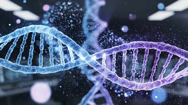 dna strand on blue background