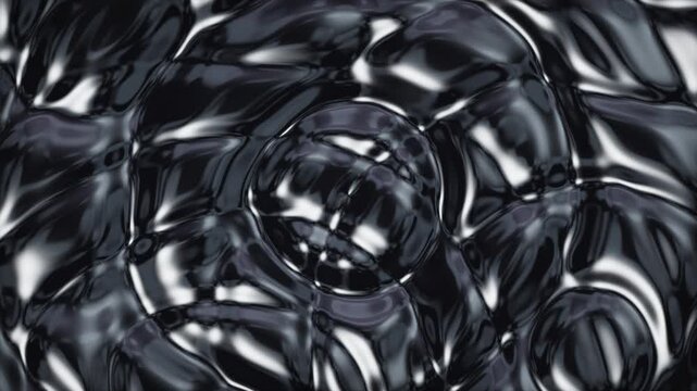 Abstract seamlessly looping animation of dark liquid metal ripples
