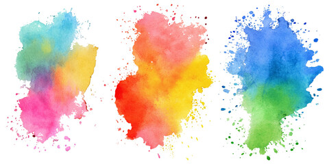 Fototapeta premium Modern watercolor set paint splash design. colorful rainbow artistic brush collections texture and creative vector background.