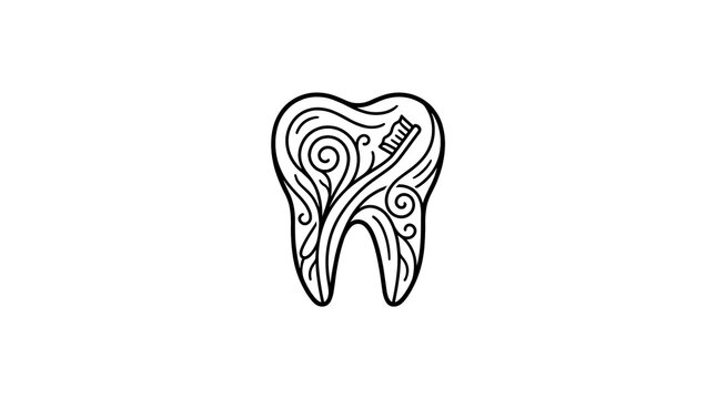 Artistic Dental Toothbrush Swirl Care Logo Icon.