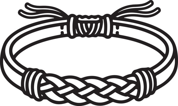 Black and white illustration of a braided cord bracelet