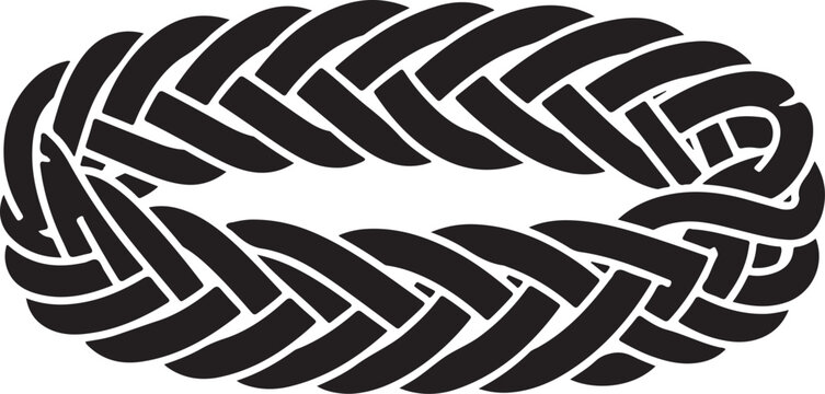 Black braided rope in circular shape