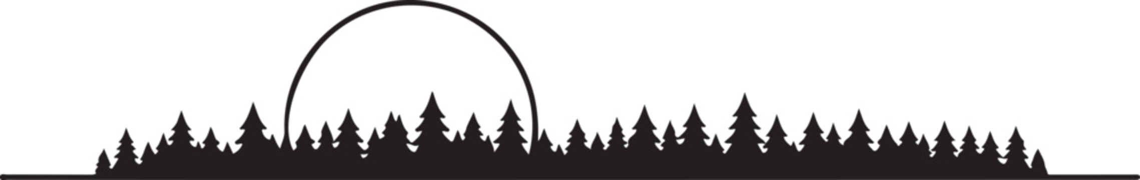 Black silhouette of gateway arch and trees