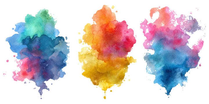Modern watercolor set paint splash design. colorful rainbow artistic brush collections texture and creative vector background.