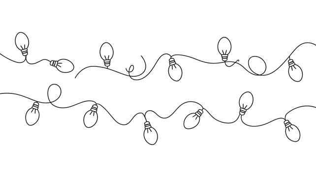 Hand-drawn string of incandescent light bulbs with illustration decoration minimalist incandescent
