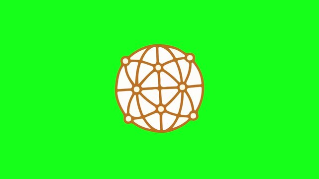Global Network Connection Globe Icon on Green Background