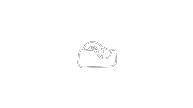 Minimalist Line Art of a Tape Dispenser on White Background