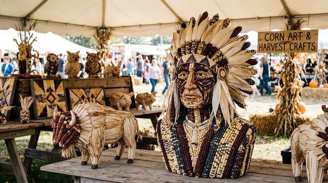 Indigenous leader corn art bust at harvest festival