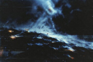 Fototapeta premium Vintage Analog Glitch in Dark Atmosphere