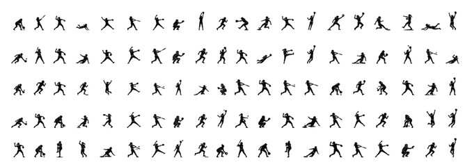 Softball Player Silhouette Icon Set © Panji
