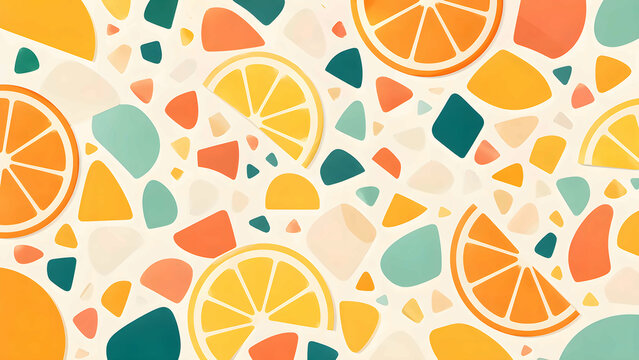 Playful terrazzo citrus pattern for summer packaging