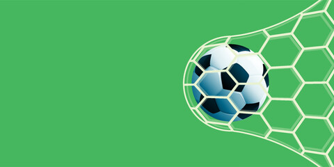 Soccer ball hitting the net and scoring a goal. Background for posters, social media, sports advertisements, football-related content, and tournament campaigns. © Achmad Sukriyadi