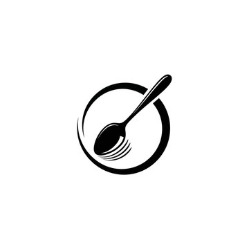 Black spoon on a plate icon.