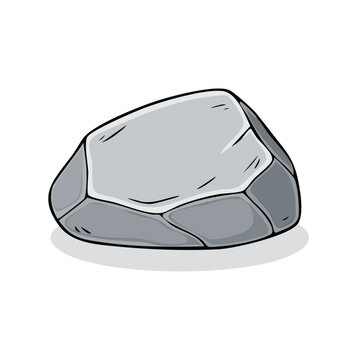 Gray Cartoon Rock Isolated on White Background Simple Stone Illustration