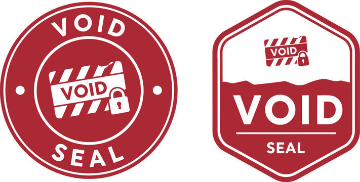Red Void Seal Labels Set for Security and Tamper Evident Packaging Design