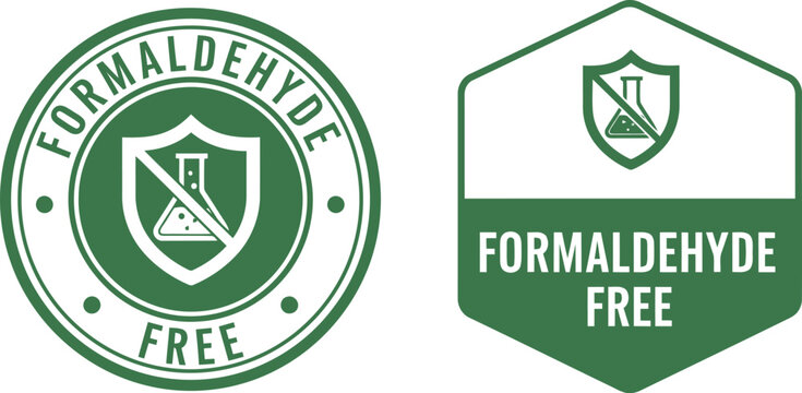Formaldehyde Free Badge Icons &ndash; Green Eco Label Vector for Safe Non-Toxic Products and Packaging