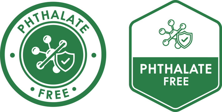 Green Phthalate Free Badge Icons for Product Packaging and Eco-Friendly Labeling