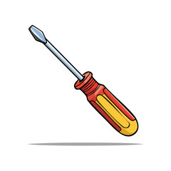 Fototapeta premium Screwdriver Tool Illustration with Red and Yellow Handle for Repair and Construction