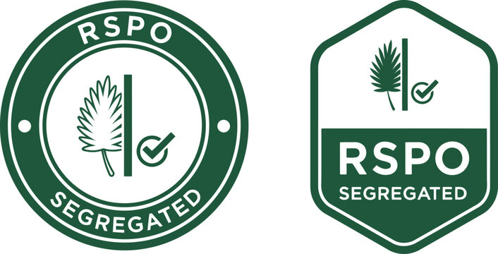 RSPO Segregated Certified Palm Oil Badge Vector Icons for Sustainable Product Packaging and Eco-Friendly Branding