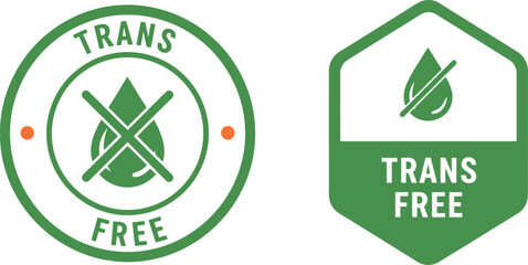 Obraz premium Trans Fat Free Label Icons Set – Healthy Food Badge, Green Organic Nutrition Symbol, Vector Illustration