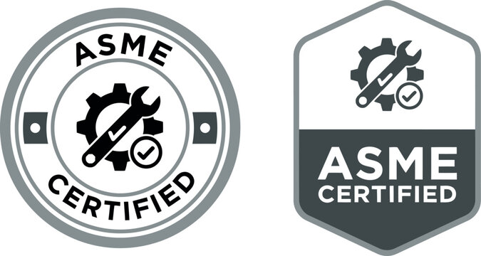 ASME Certified Badge Vector Icon Set for Engineering and Industrial Certification Labels