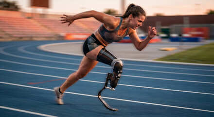 Fototapeta premium Woman Running Track