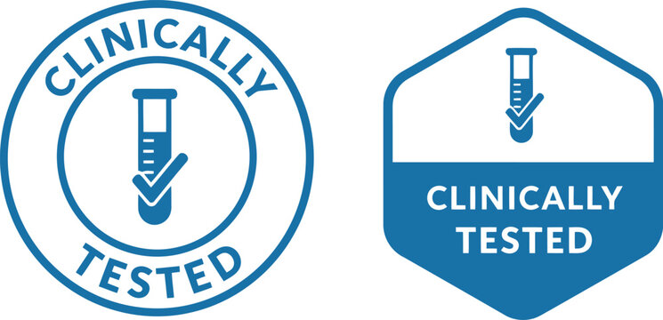 Clinically Tested Badge Icons for Medical Product Certification and Healthcare Marketing