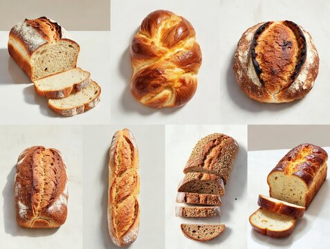 collage of photos with different types of bread AI generated