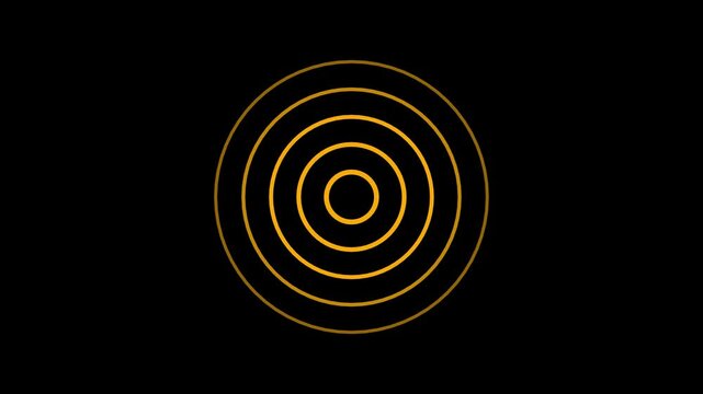 spiral radio wave station signal animation on black background. Radio Waves in Circle Form, Radio wave signal and sound wave signal, radar animated. Technology radio waves signal icon animation