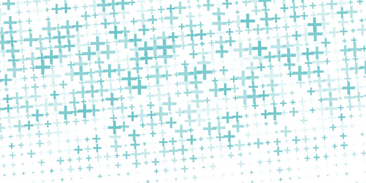 Medical healthcare seamless background. Green blue cross pattern. Repeating plus symbol wallpaper. Vector hospital pattern. Tech backdrop for presentation, banner, booklet, brochure, leaflet, poster