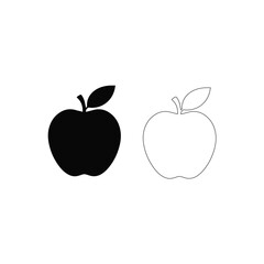 Fototapeta premium Apple Silhouettes And Outlines On White Background