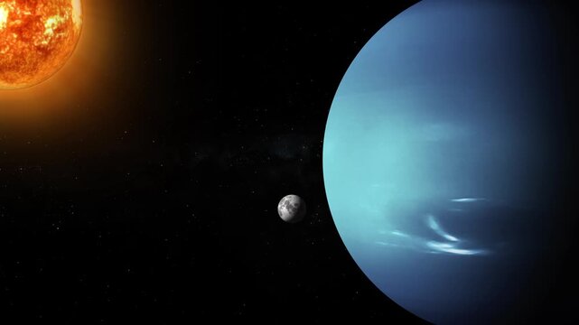 Distant Neptune Planet in Starry Space Galaxy