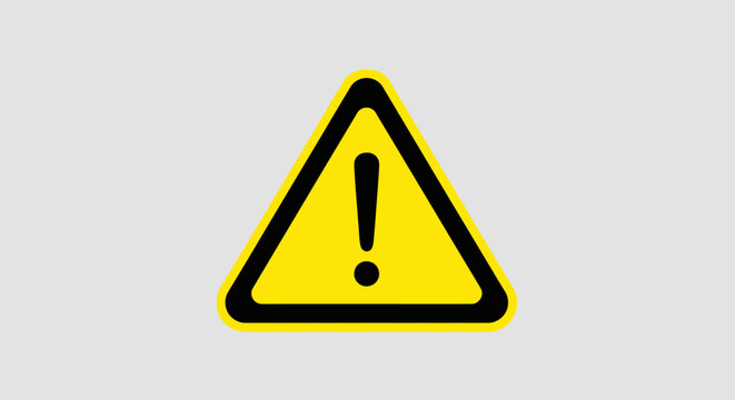 Yellow warning triangle with exclamation mark, safety alert symbol, caution sign