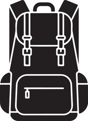 Fototapeta premium Black backpack icon with white outline