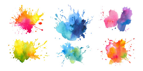 Modern watercolor set paint splash design. colorful rainbow artistic brush collections texture and creative vector background. © Vector Gallery