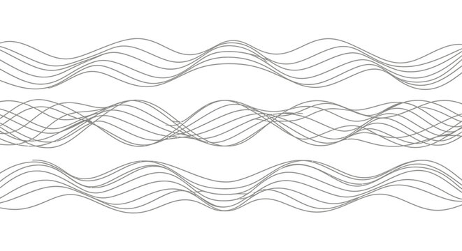 Abstract parallel wavy grey lines pattern on an isolated white background, smooth wave design.