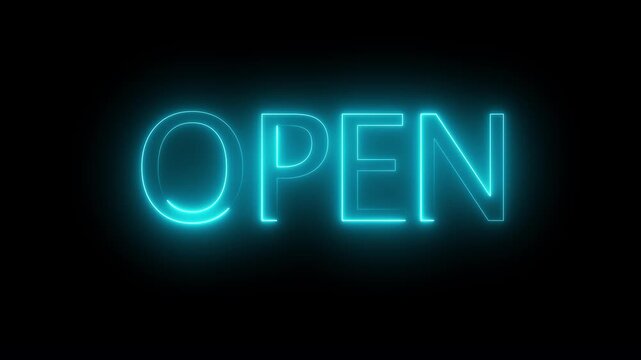 Modern square neon open sign loop for business