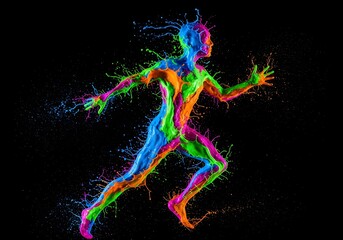 Obraz premium Human form made of vibrant liquid splashes in motion
