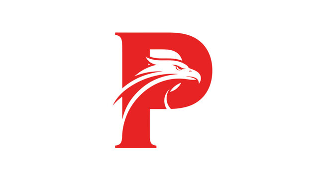 Red letter P logo with integrated eagle head mascot